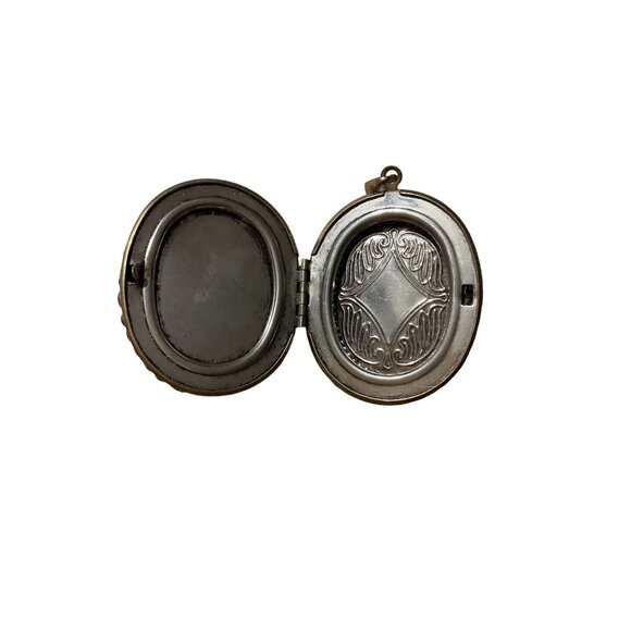 Antique Floral Crystal Oval Locket Pendant - Picture 4 of 6